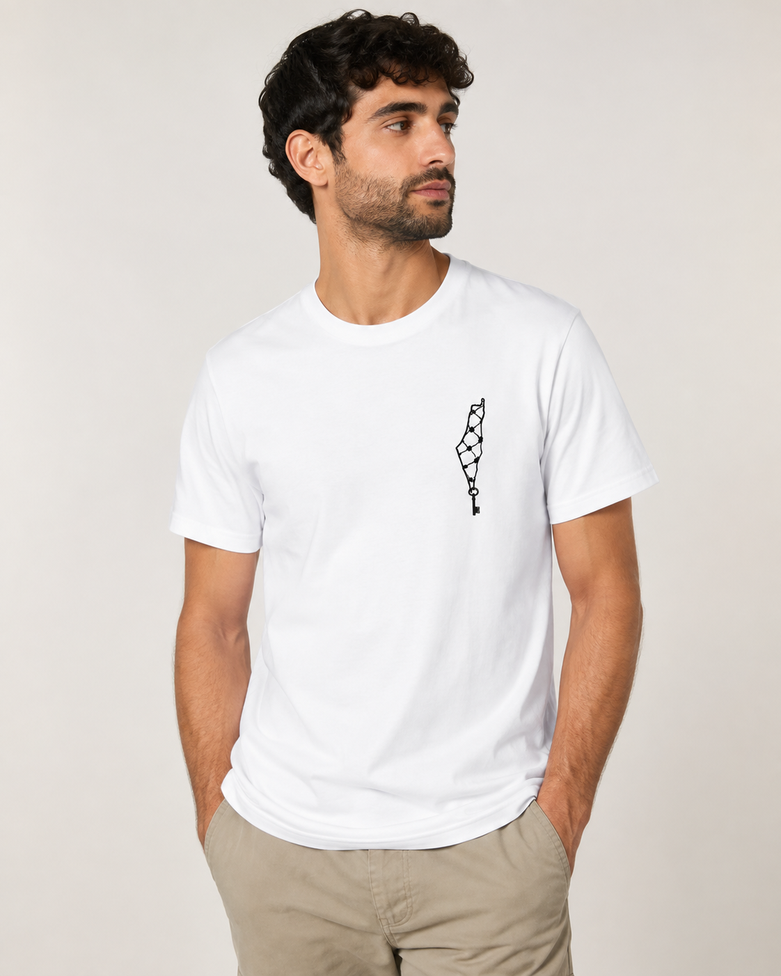 Palestine Key & Keffiyeh Unisex T-Shirt – White