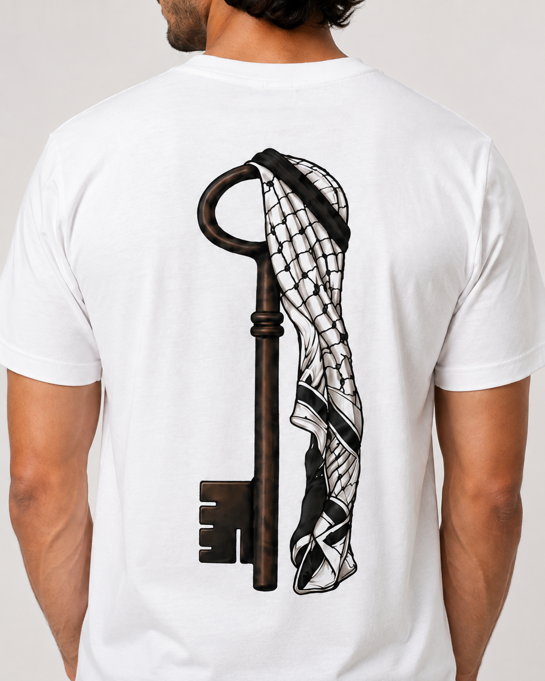 Palestine Key & Keffiyeh Unisex T-Shirt – White