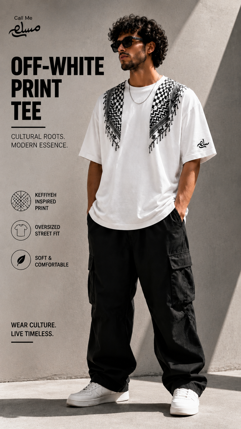 Keffiyeh Illusion Oversized T-Shirt – Unisex