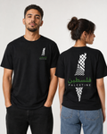 Palestine Keffiyeh Map Unisex T-Shirt – Black Front & Back Print
